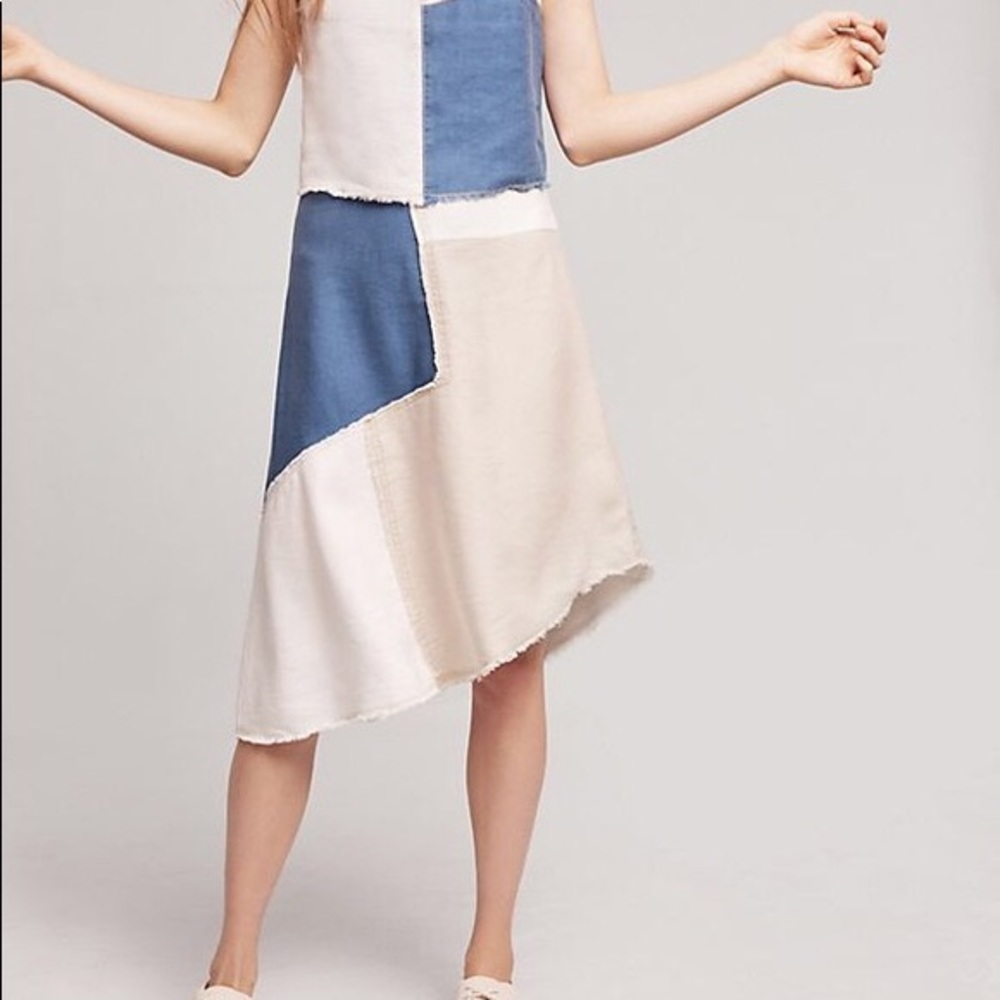 Anthro Holding Horses Frida Denim Patchwork Midi
